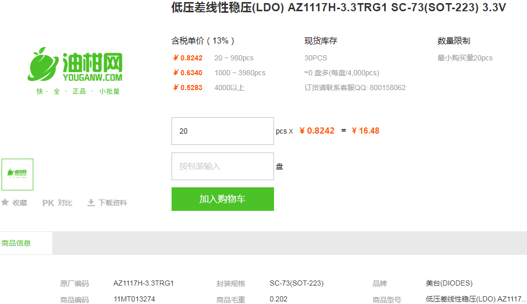 美台低压差线性稳压_低压差线性稳压AZ1117H型号
