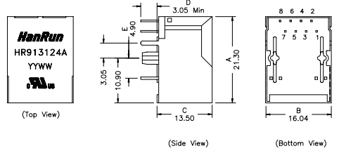 汉仁RJ45连接器_连接器RJ45单口100M型号