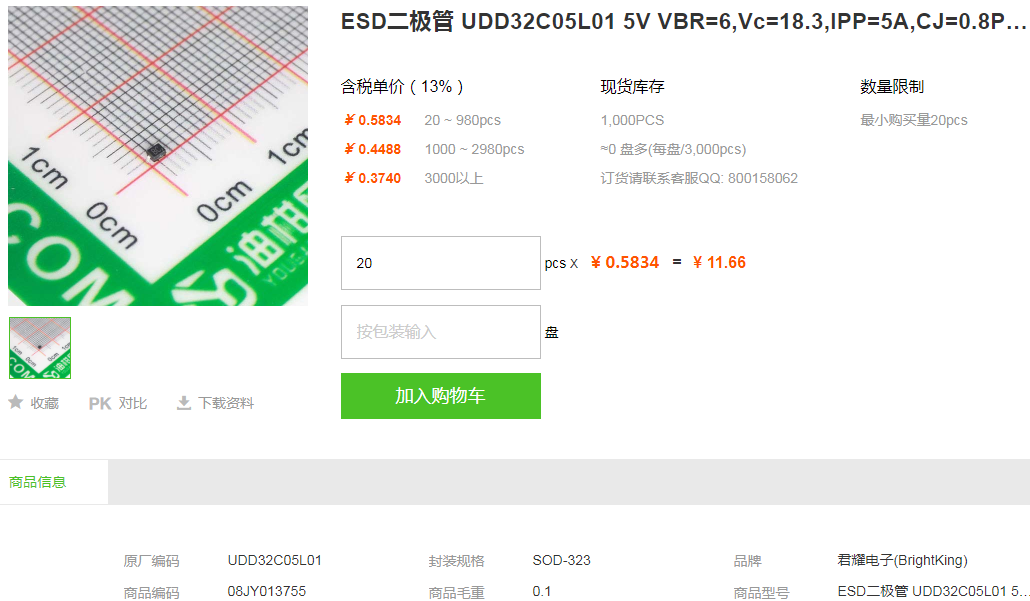 君耀电子ESD二极管_ESD二极管UDD32C05L01型号