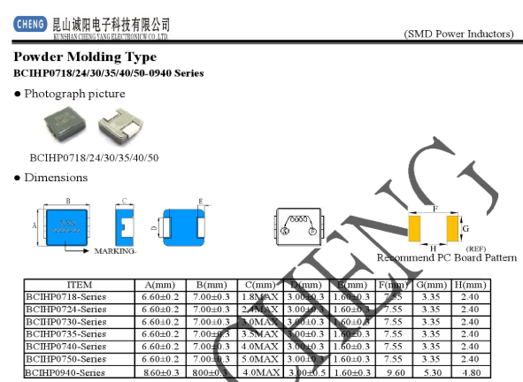 台湾诚阳贴片电感_贴片电感BCIHP0730-2R2M型号