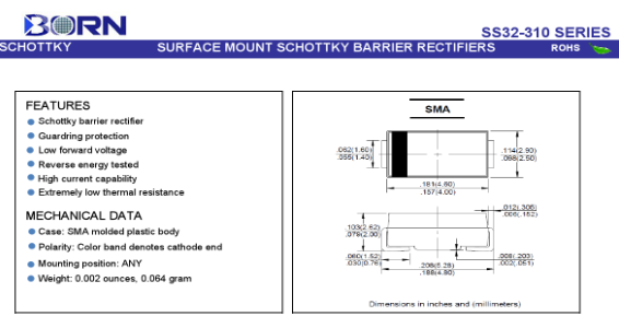 伯恩半导体肖特基二极管_肖特基二极管SS34型号