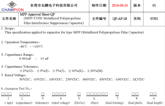全鹏CBB电容_CBB电容100nF±10%1000V型号