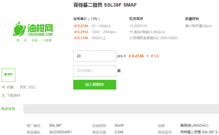 晶导微肖特基二极管_肖特基二极管SSL36F型号详情