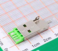 精拓金USB连接器公座AM大电流 三件式 铁壳 PBT绿色OD4.0 焊线型号详情
