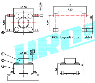 韩国韩荣轻触开关K2-1102SP-H4SW-04 6.0*6.0mm